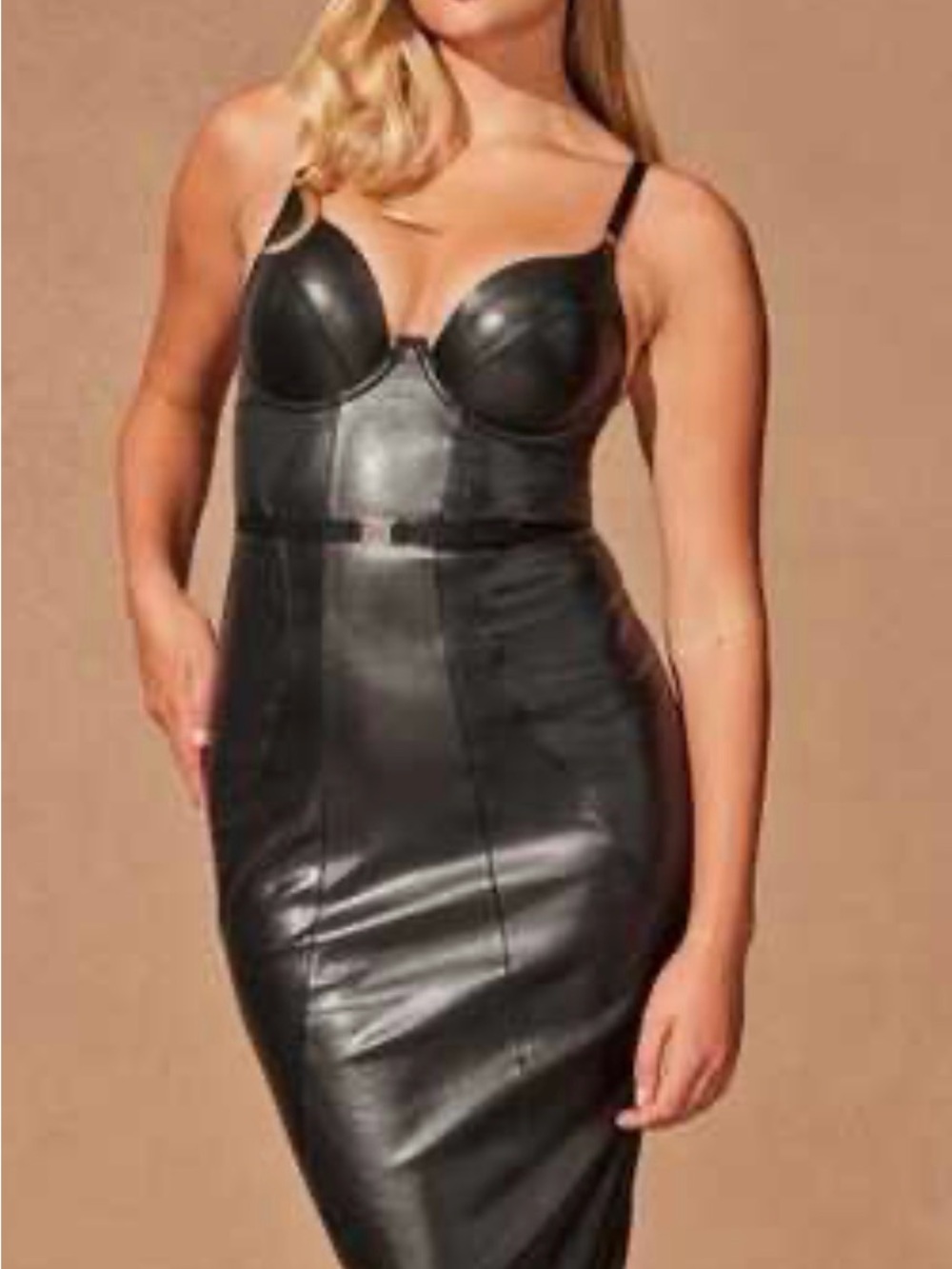 Honey Birdette Faux Leather Bustier Dress